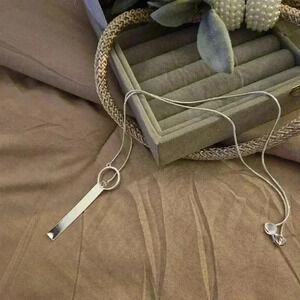 925 Sterling, silver, creative round pendant with silver drop line.